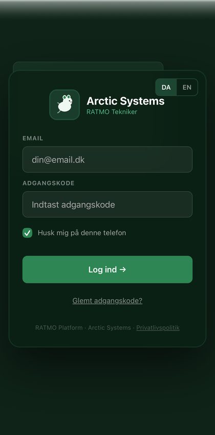 Tekniker-app'en: log ind